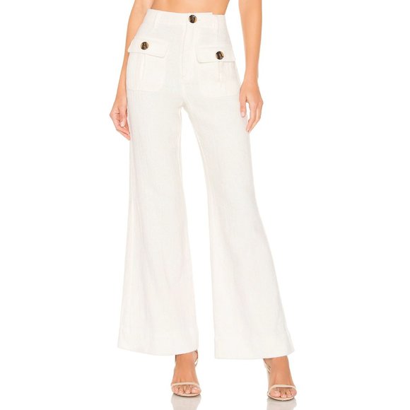 Free People Boca Bell Trousers, White, Size 6 - Picture 2 of 3